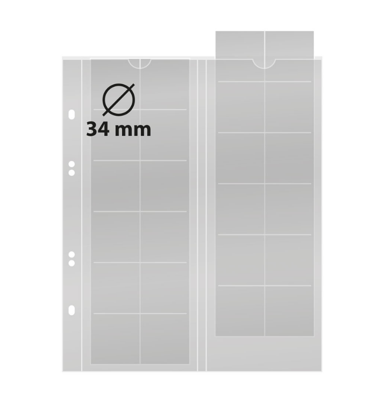 Universal perforated coin sheets, pack of 5, red inserts