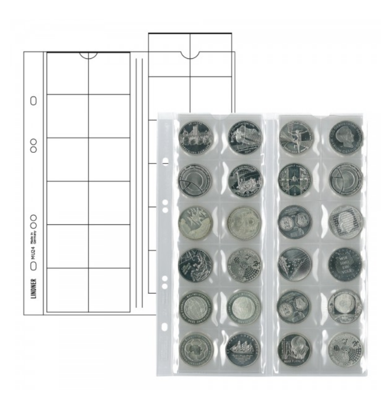 Universal perforated coin sheets, pack of 5, red inserts