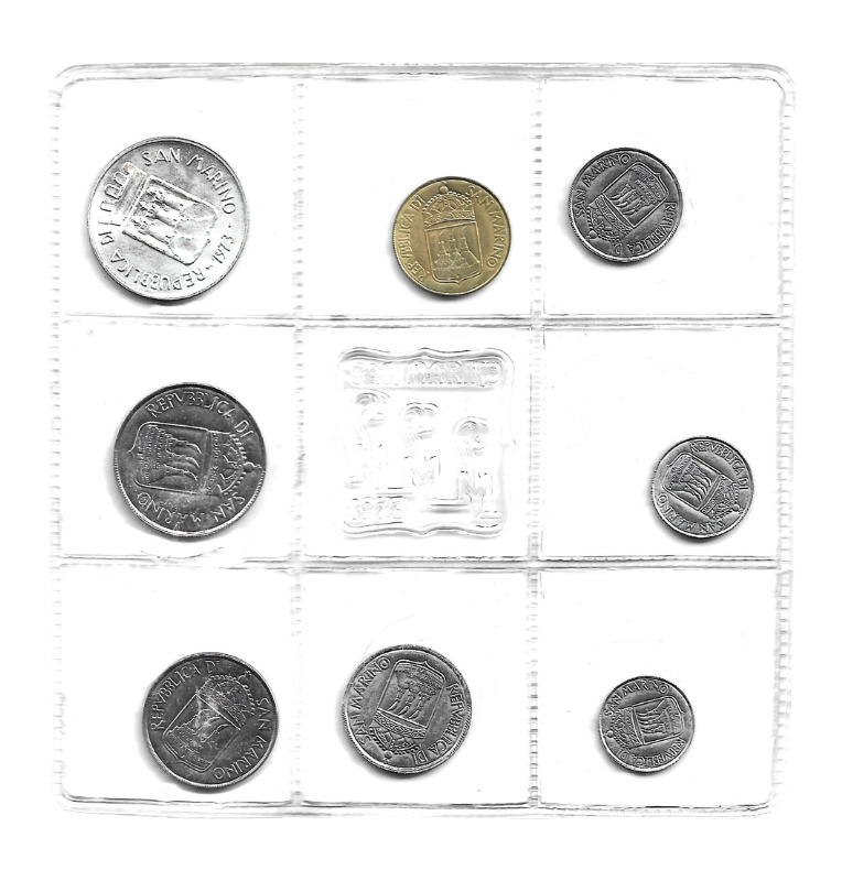 San Marino 1,2,5,10,20,50,100,500 Lire 1973