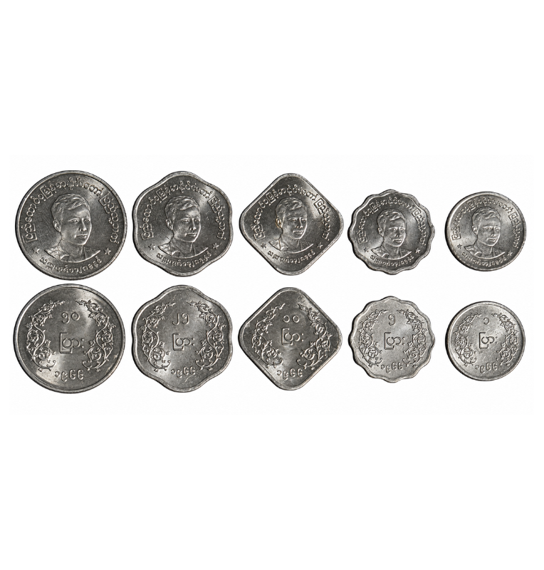 Birmania 1,5,10,25,50 Pyas 1966