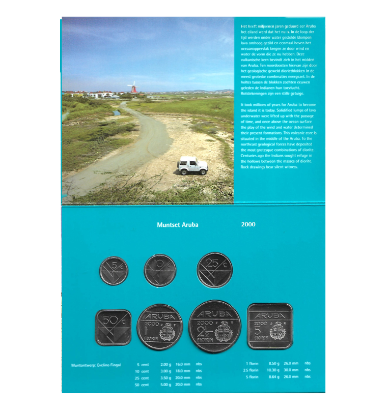 Aruba Coin Set 5,10,25,50 Cents KM 1,2,3,4,5,6,38