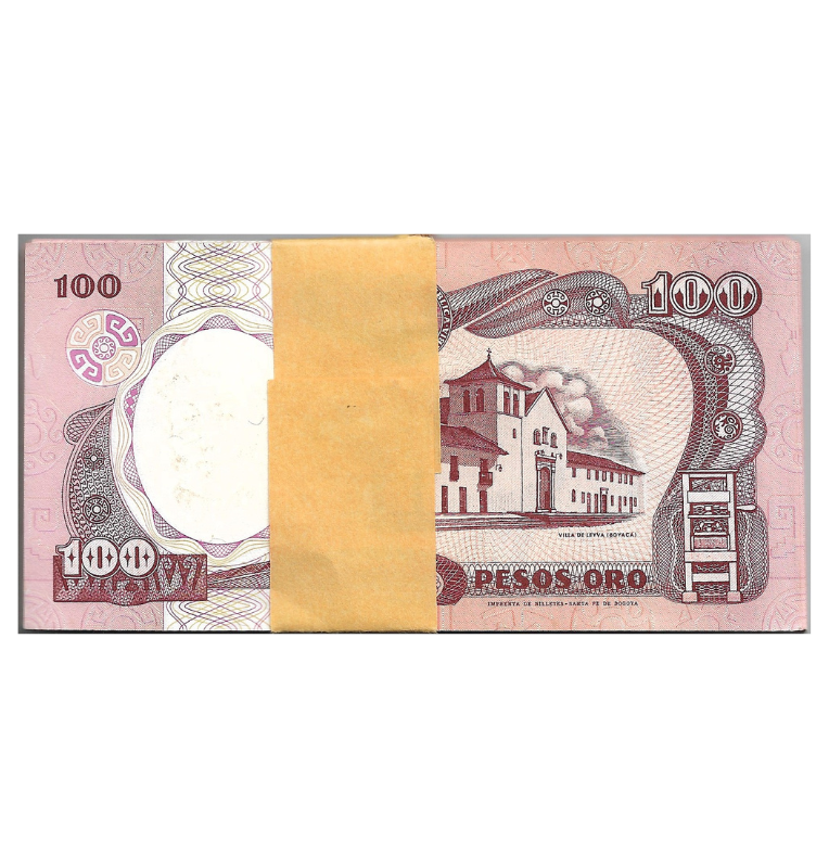 Fajo Colombia 100 Pesos Oro 1991. Tiene manchas