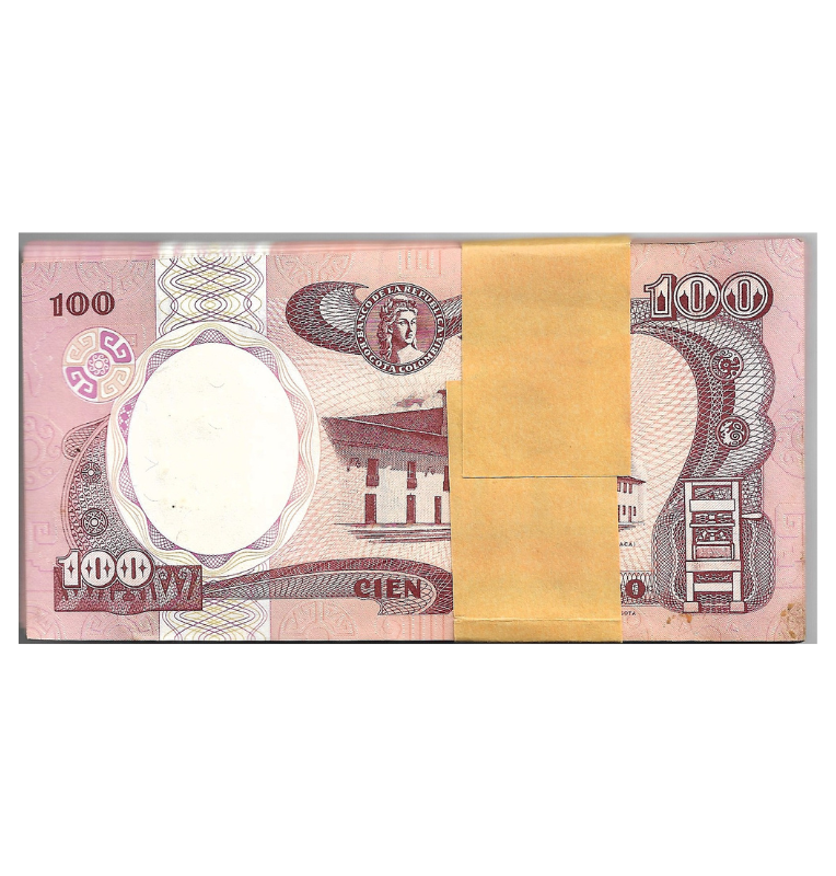 Fajo Colombia 100 Pesos Oro 1991. Tiene manchas