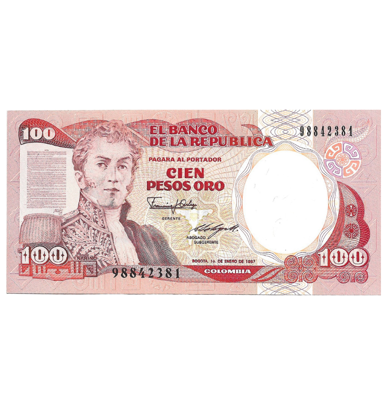 Colombia 100 Pesos 1 Enero 1987