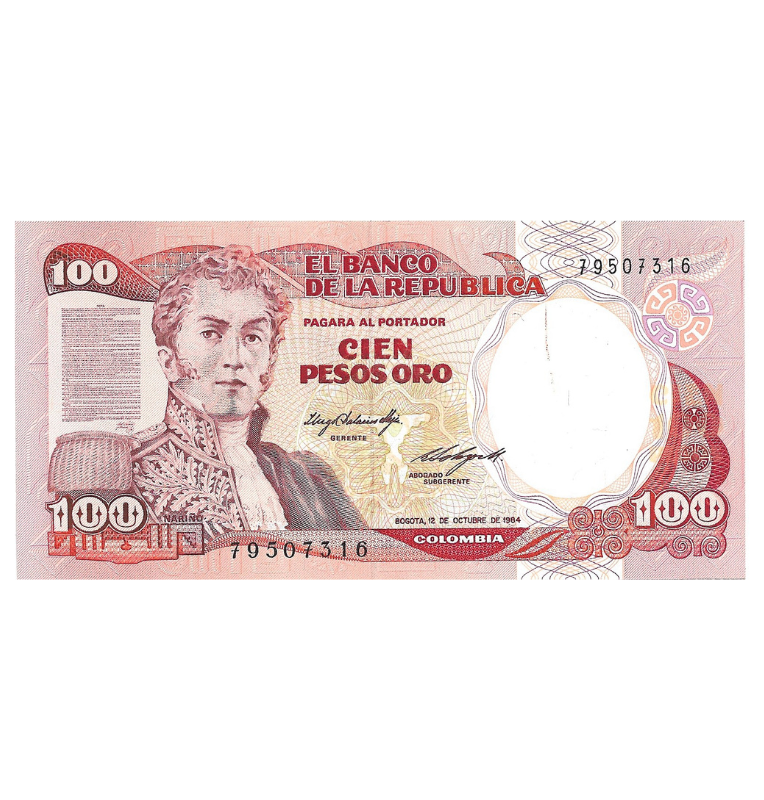 Colombia 100 Pesos 12 Octubre 1987