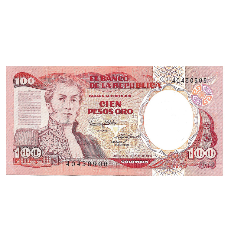 Colombia 100 Pesos 1 enero 1986