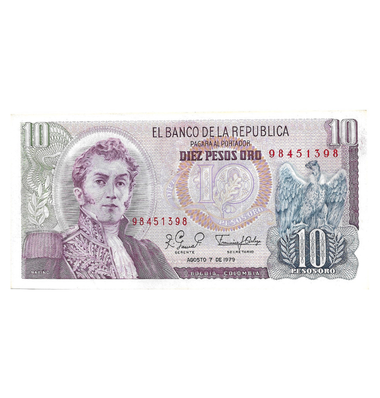 Colombia 10 Pesos Oro 1979 NO UNC