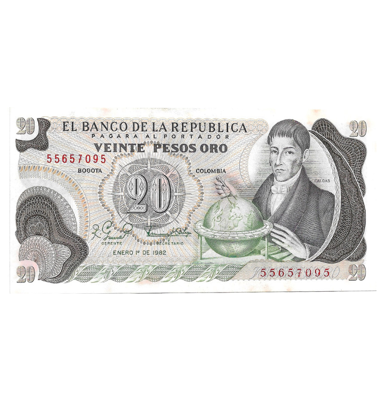 Colombia 20 Pesos Oro 1982  NO UNC
