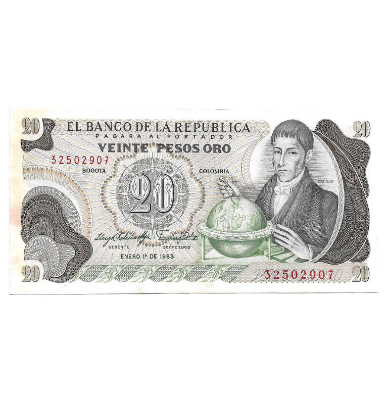 Colombia 20 Pesos Oro 1983 NO UNC