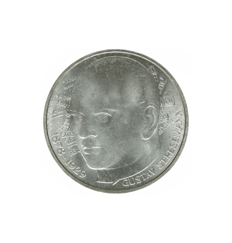 Alemania  5 Marcos Año 1978 KM 147 Ley 625 Emisión conmemorativa Centenario - Nacimiento de Gustav Stresemann