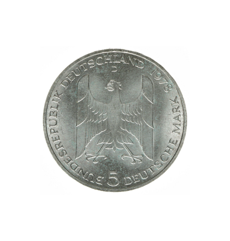 Alemania  5 Marcos Año 1978 KM 147 Ley 625 Emisión conmemorativa Centenario - Nacimiento de Gustav Stresemann
