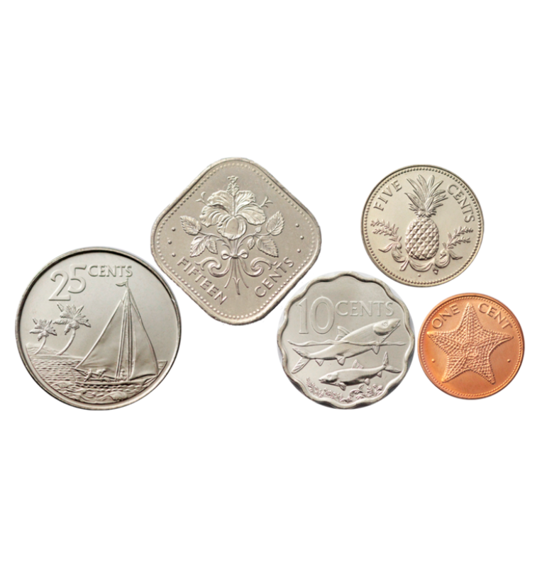 Set de Bahamas 5 Monedas 1,5,10,15,25 Cents 1974-2016