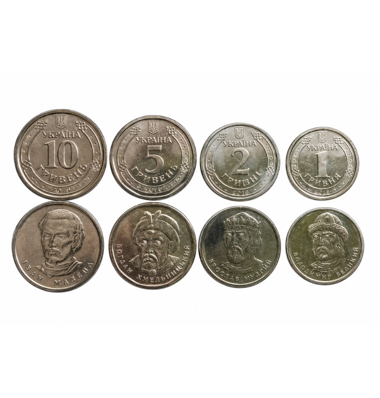 Ucrania set de 4 monedas 1,2,5,10 Hryven 2018-2020