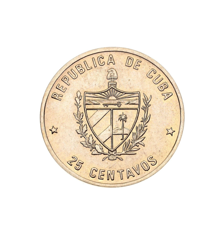 Cuba  25 Centavos Año 1989 KM 361 Emisión conmemorativa Alexander von Humboldt NO UNC