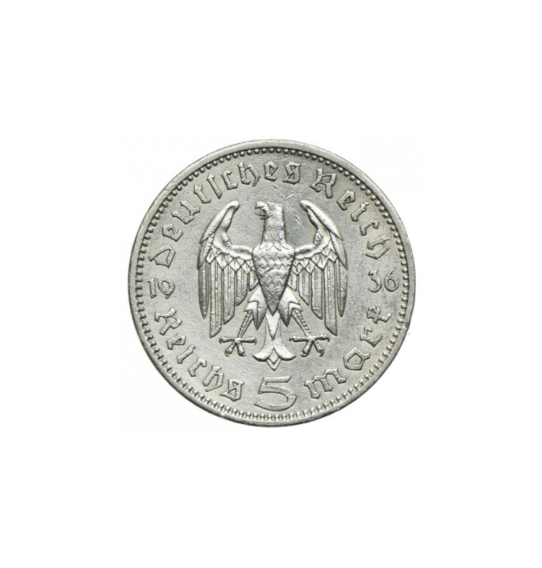 Alemania 5 Reichsmark 1935-1936 Ley 900. NO UNC