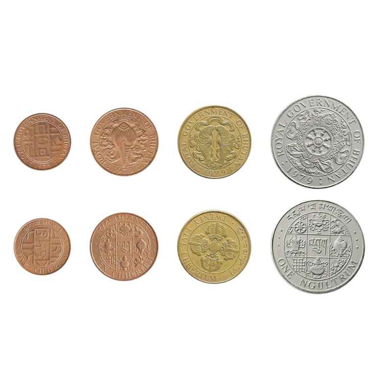 Set Bután 5,10, 25 Chhertum, 1 Ngultrum 1979 Km 46,46,47a,49a