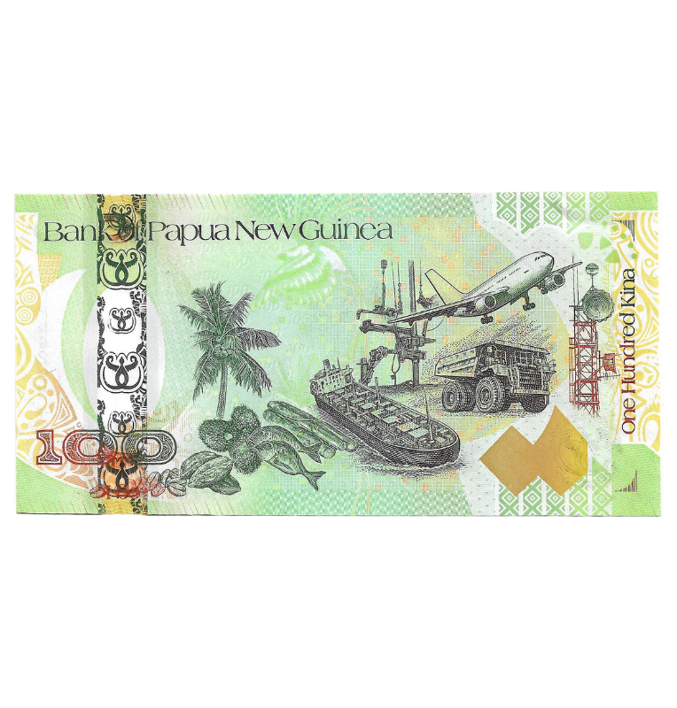 Papua Nueva Guinea 100 Kina 2008 Pick 37 Emisión conmemorativa 35 aniversario del Banco de Papúa Nueva Guinea