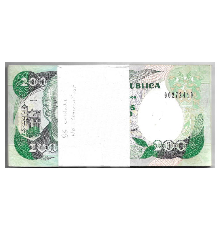 Colombia 200 Pesos Oro (88 unidades diferentes fechas no consecutivas) NO UNC