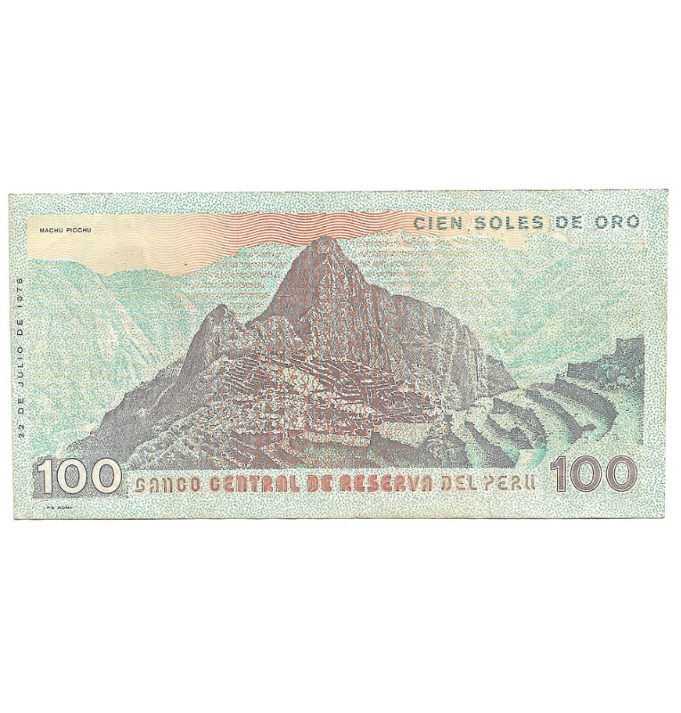 Perú 100 Soles de Oro 1976 NO UNC. Machu Pichu