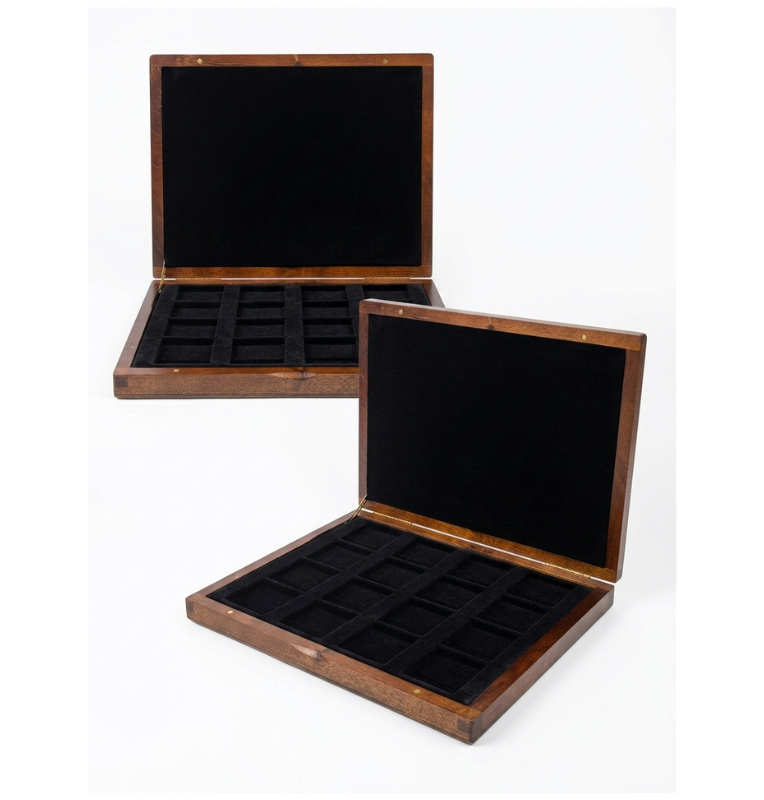 Estuche de Madera para 16 Monedas en capsula quadrum