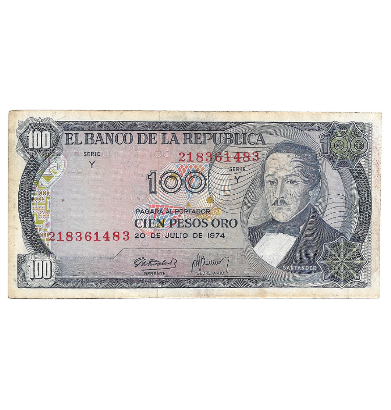 Colombia 100 Pesos Oro 1974 NO UNC