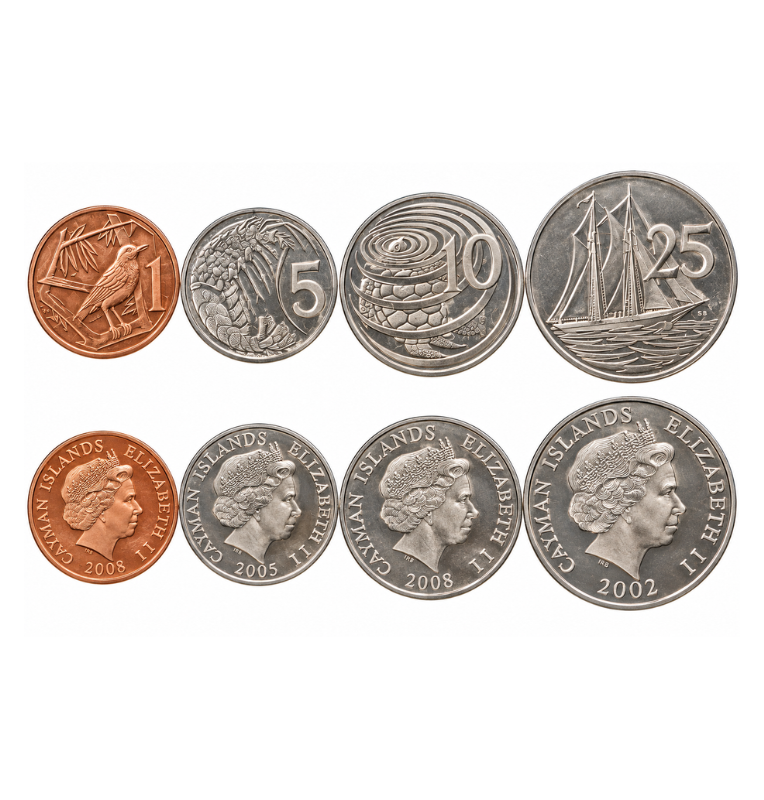 Cayman Islands set of 4 coins: 1, 5, 10, and 25 cents, 1999–2017