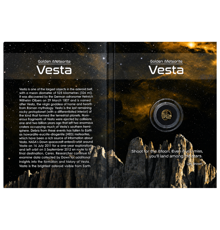 Chad 3.000 Francos 2017 – Golden Meteorite “Vesta” – Oro .999, 0,5 g