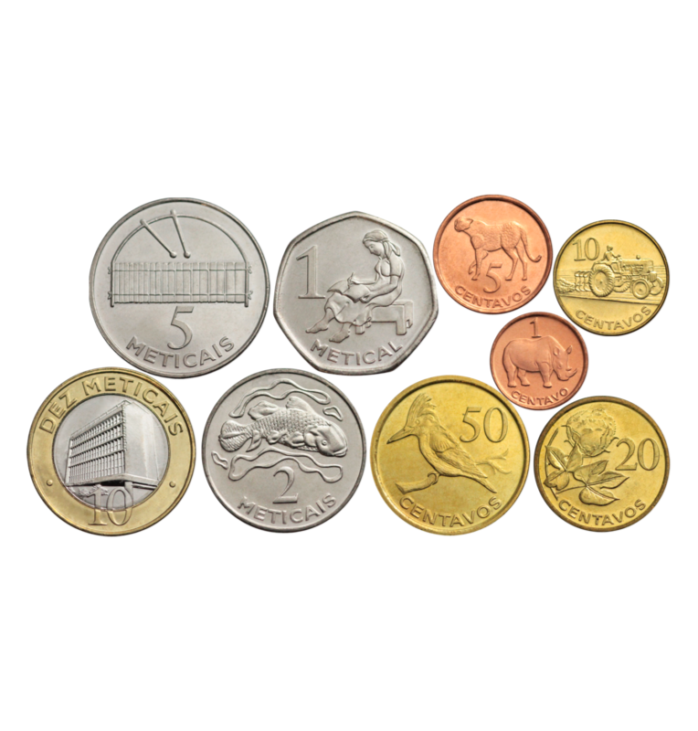 Set of Mozambique 9 coins 1,5,10,20,50 Cents 1,2,5,10 Meticais