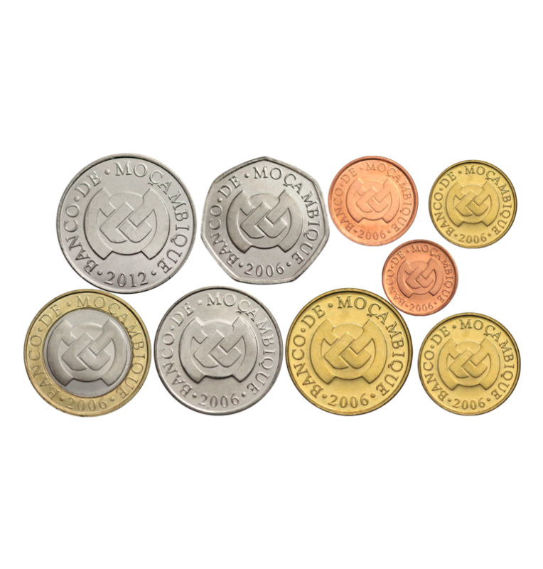 Set of Mozambique 9 coins 1,5,10,20,50 Cents 1,2,5,10 Meticais
