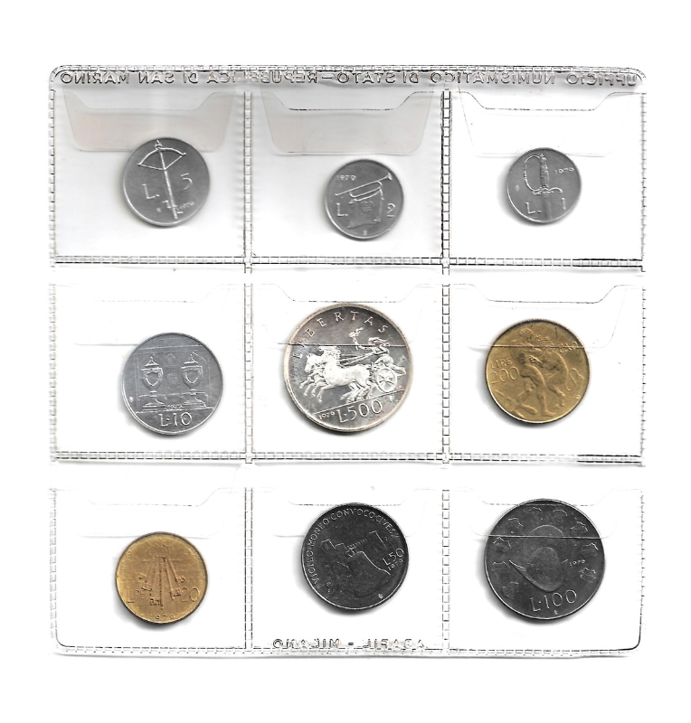 San Marino 1,2,5,10,20,50,100,500 Lire 1979