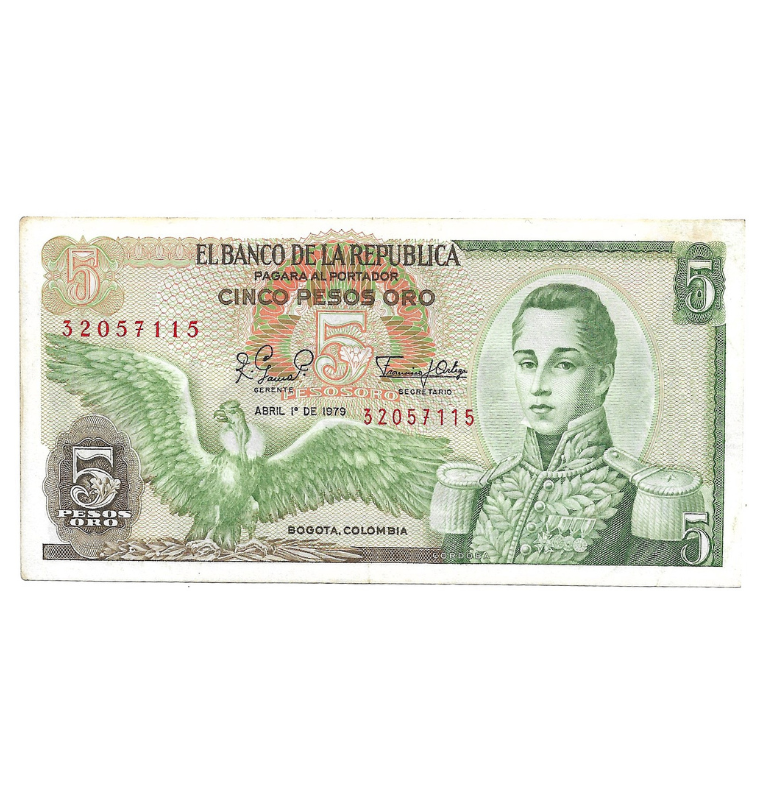 Colombia 5 Pesos Oro 1979 NO UNC