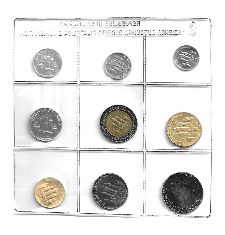 San Marino 1,2,5,10,20,50,100,500 Lire 1984