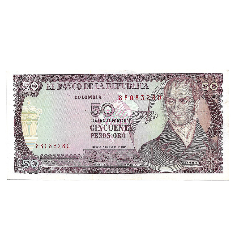 Colombia 50 Pesos Oro 1980 NO UNC