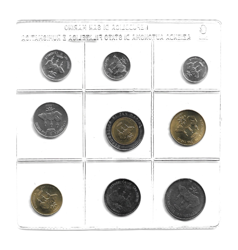 San Marino 1,2,5,10,20,50,100,200,500 Lire 1986