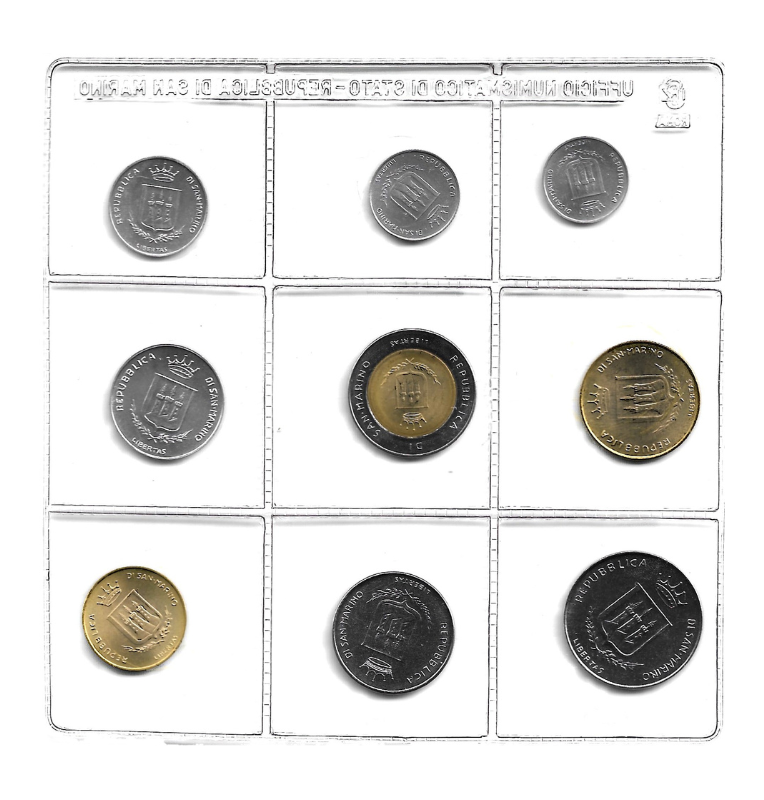 San Marino 1,2,5,10,20,50,100,500 Lire 1983