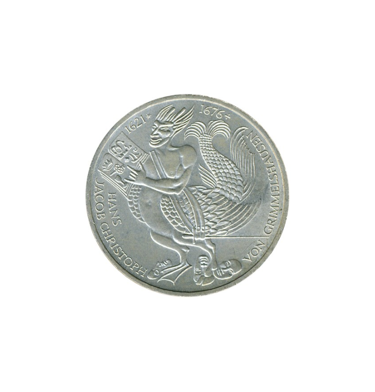 Alemania  5 Marcos Año 1976 KM 144 Emisión conmemorativa 300 aniversario de la muerte de Hans Jakob Christoffel von Grimmelshausen