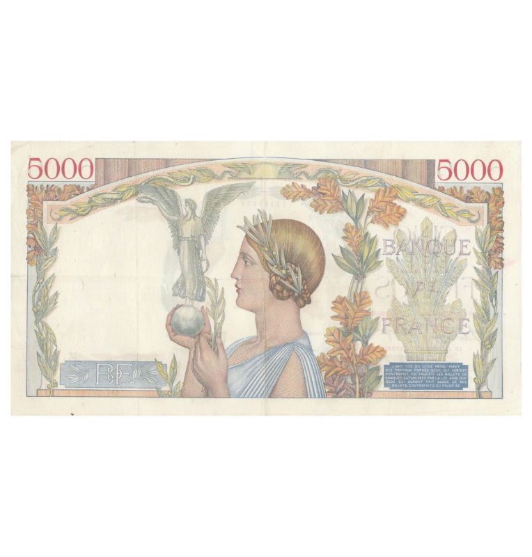 Francia 5000 Francos 1939 Pick 97 NO UNC