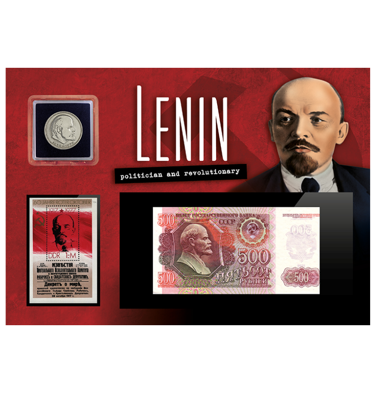 Rusia panel de la colección Lenin (1 billete, 1 moneda, 1 sello)