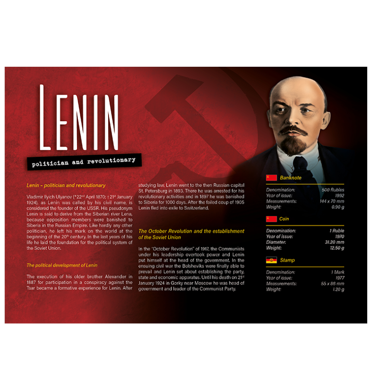 Rusia panel de la colección Lenin (1 billete, 1 moneda, 1 sello)