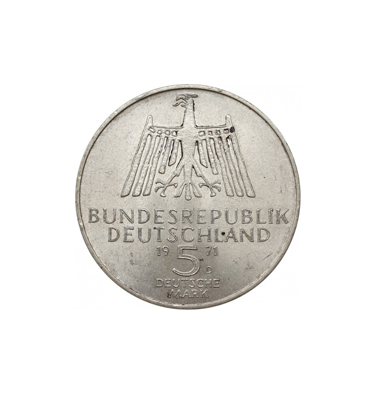 Alemania  5 Marcos Año 1971 KM 129 Emisión conmemorativa 500 aniversario del nacimiento de Alberto Durero