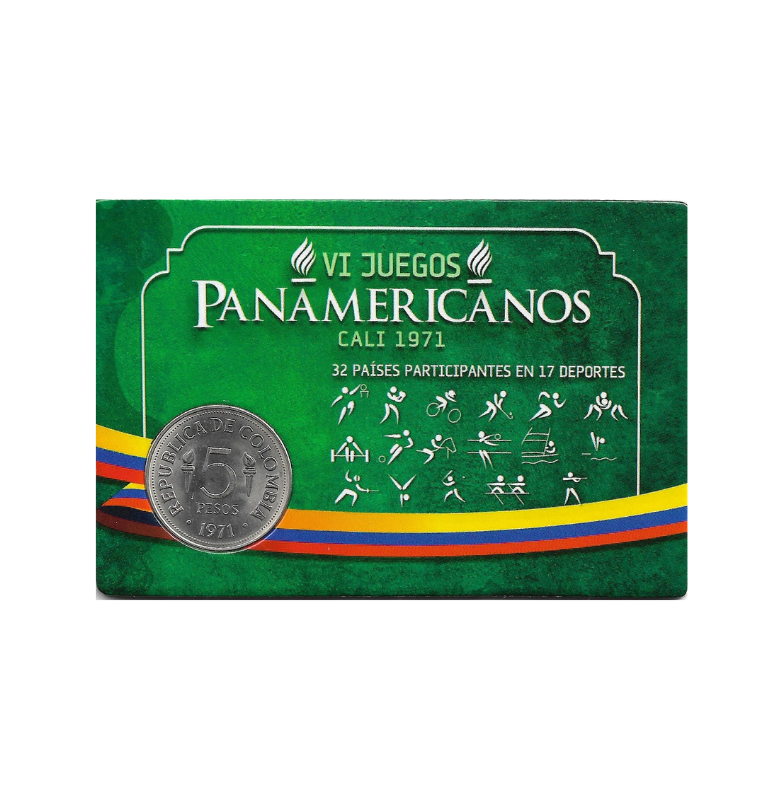 Colombia 5 Pesos 1910 Panamericanos Cali