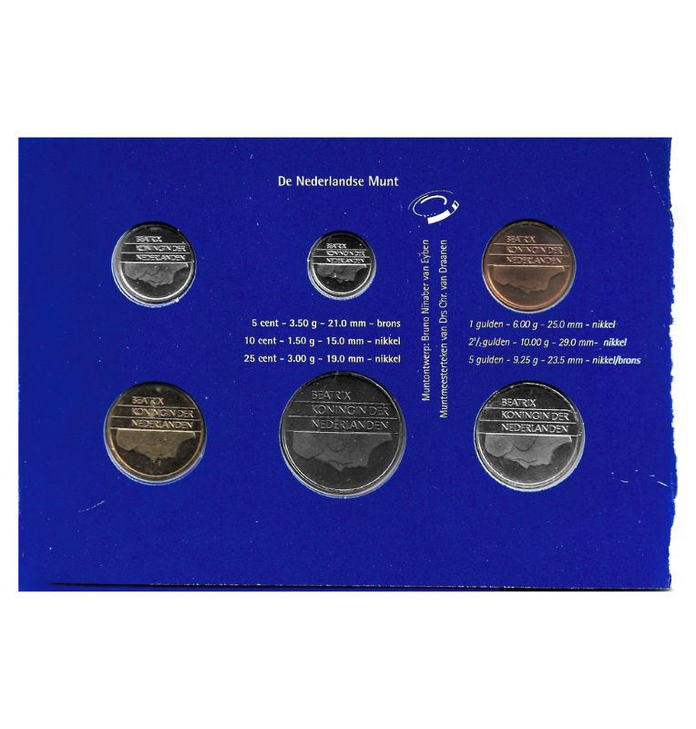 Paises Bajos 5,10,25 Cents 1,2,1/2,5 Gulden 1988-2000