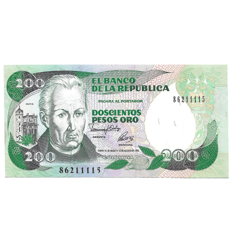 Colombia 200 Pesos Oro 1992