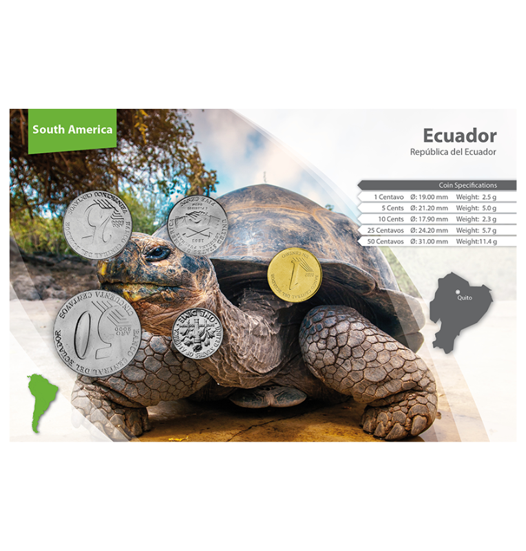 Ecuador 1, 25, 50 Centavos, 5, 10 Cents 2000-2014 KM 104, 107, 108, 360, 195a