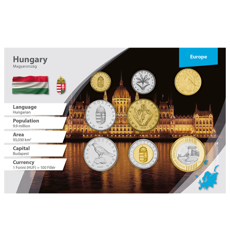 Hungría 1, 2, 5, 10, 20, 50, 100, 200 Forint 1992-2013 KM 692, 693, 694, 848, 849, 850, 851, 826/852