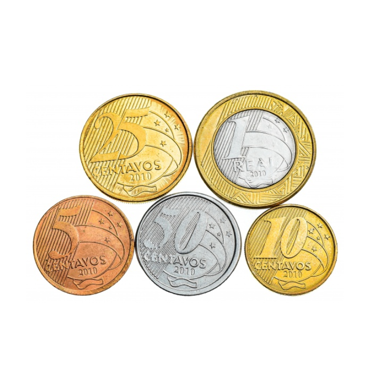 Compartir Brasil 1 5 10 25 50 centavos y 1 real (juego de 6 monedas), 2004-2010