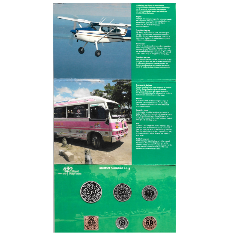 Suriname Set 1,5,10,25,100,250 Cents 2013