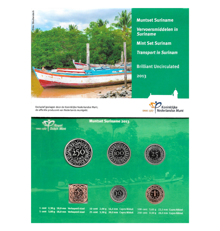 Suriname Set 1,5,10,25,100,250 Cents 2013