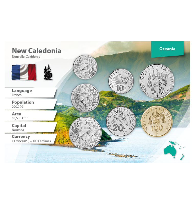 Nueva Caledonia 1, 2, 5, 10, 20, 50, 100 Francos 1972-2013 KM 10, 14, 16, 11, 12, 13, 15