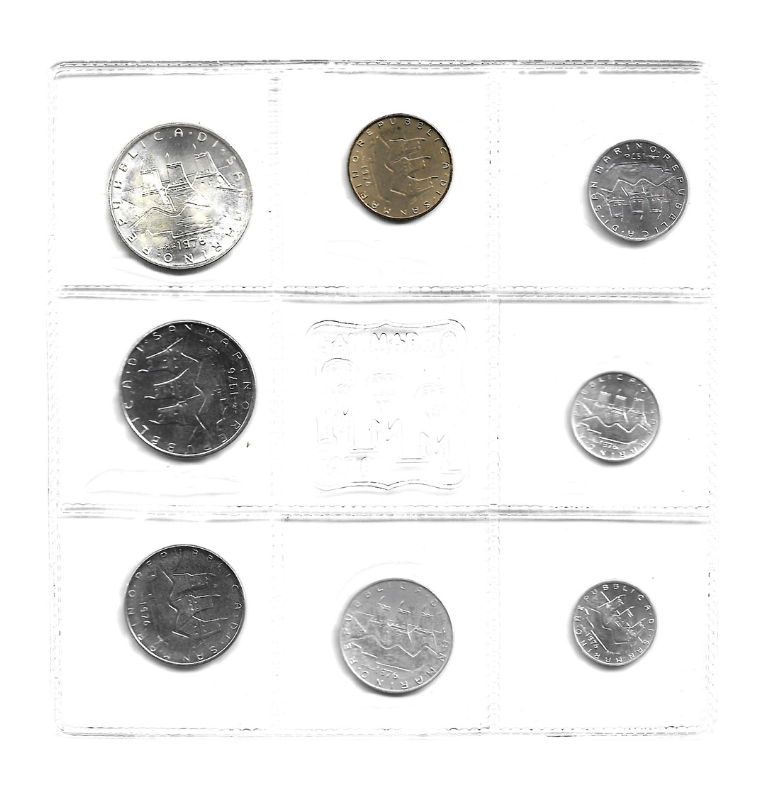 San Marino 1,2,5,10,20,50,100,500 Lire 1976